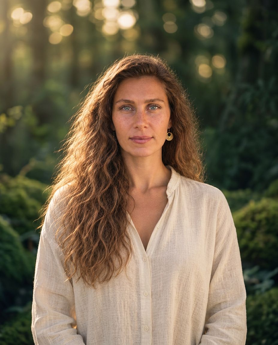 Portrait der Begleiterin in einer warmen, ruhigen Praxisumgebung